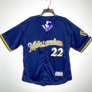 Christian Yelich Milwaukee Brewers Majestic MLB Baseball Jersey Men's Size XL 48